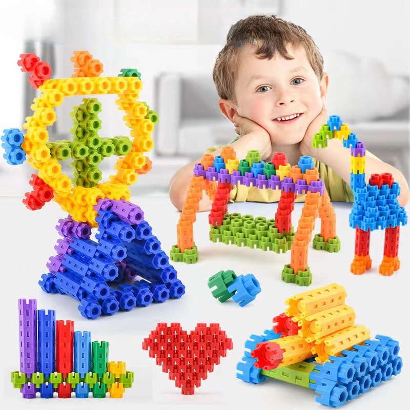 Set 60 / 220 / 320 Hạt Nhựa Lục Giác 3D Phát Triển Trí Thông Minh Cho Bé Trai