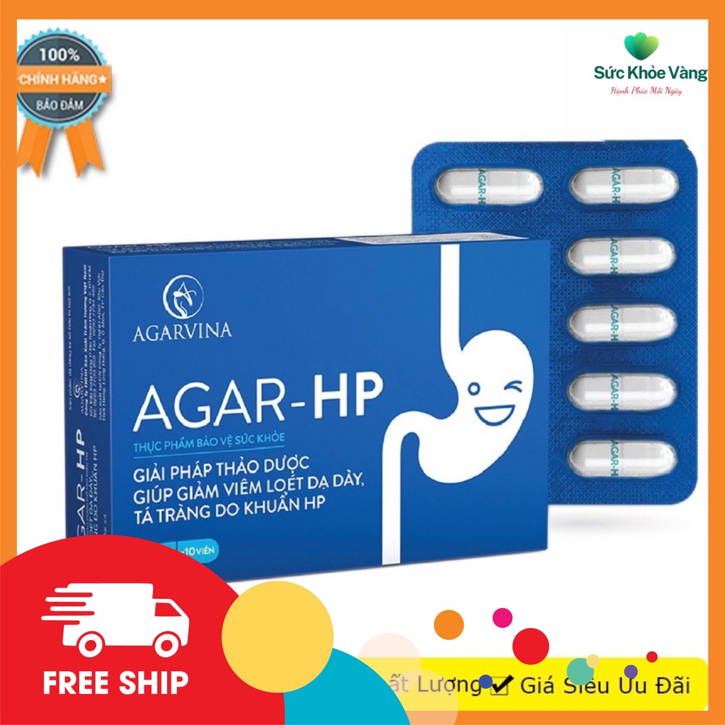 AGAR HP - Hỗ Trợ Viêm Loét Dạ Dày Tá Tràng Do Khuẩn HP Giúp cơn đau dạ dày không tái phát (Hộp 30 vi