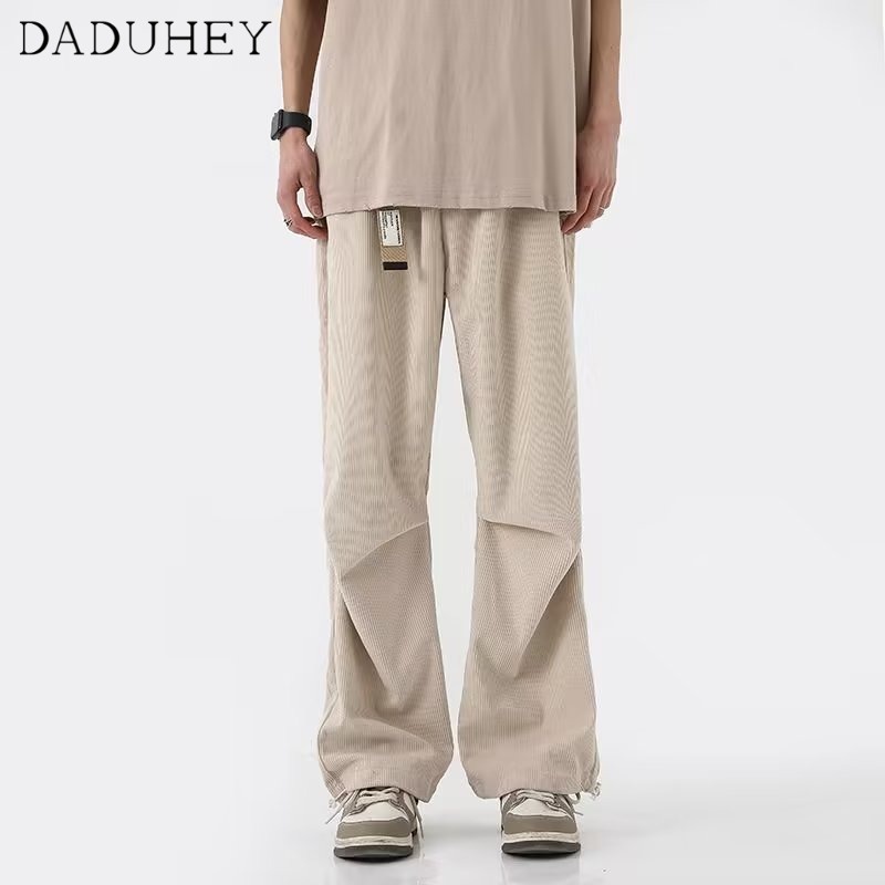 DaDuHey 2023 New Corduroy Straight Wide-Leg Pants Men's and Women's Fashion Elastic Drape Casual Pants