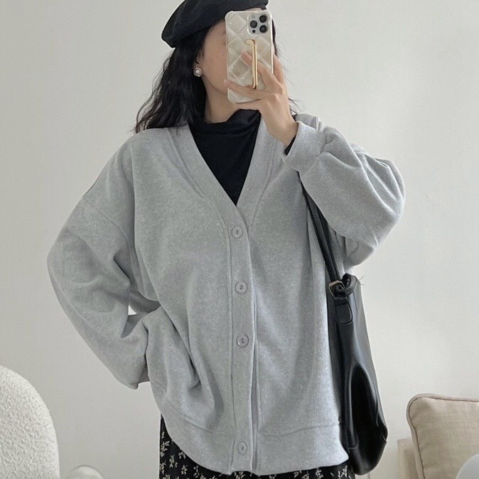 Cardigan Nữ Chất Nỉ Bông Cao Cấp Khoác Đẹp Tôn Dáng Tránh Nắng Nhẹ Kiểu Hàn Quốc 𝒃𝒚 𝑯𝑽𝑵