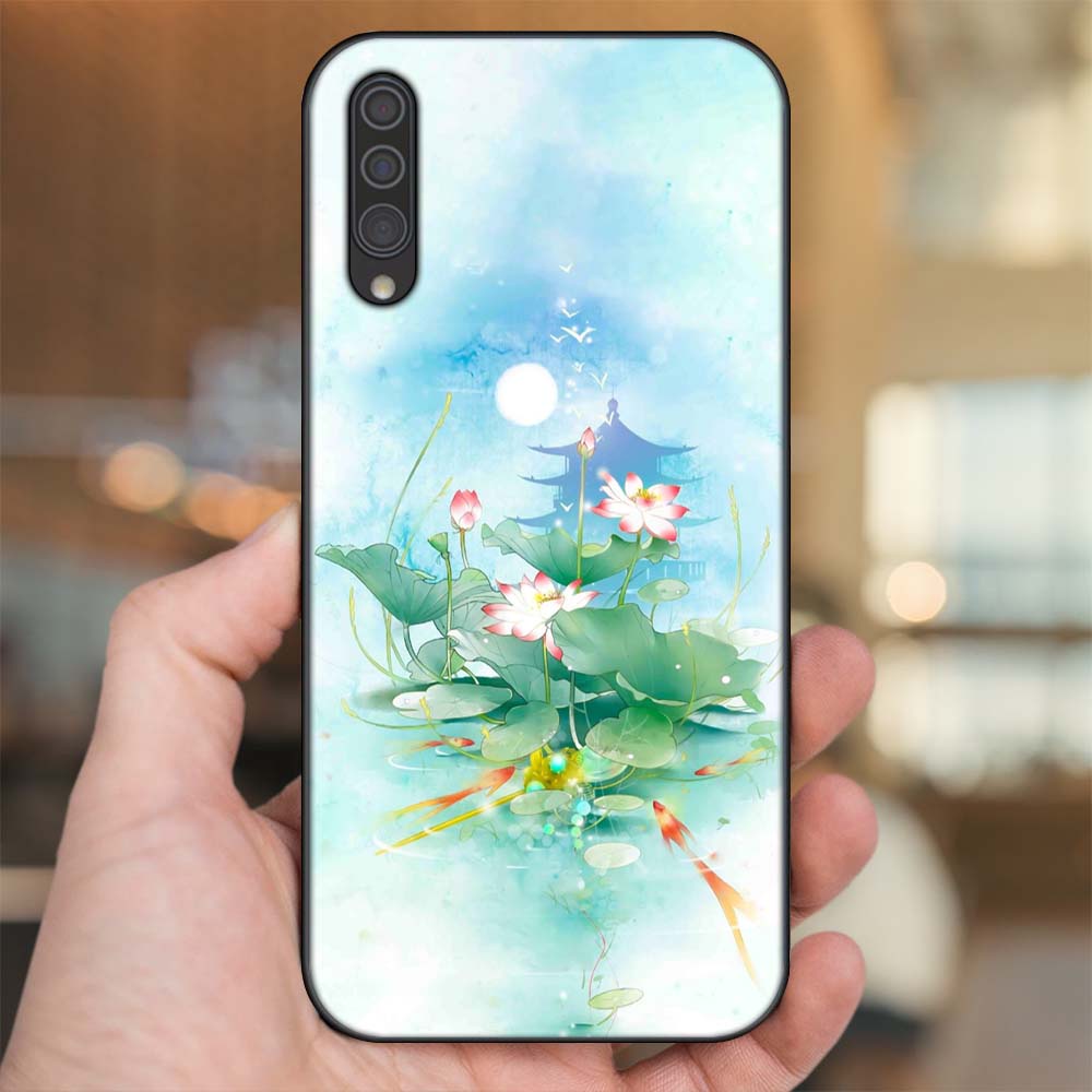 Ốp lưng Samsung A30S, A50, A50S, A70, A70S viền đen in hình Hoa Sen Hoa Đẹp