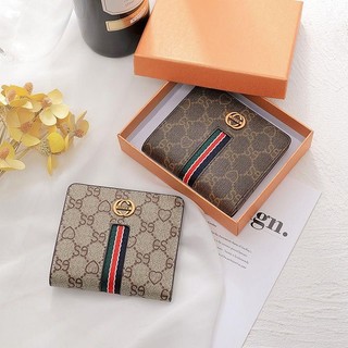 Ví da bò gucci mini dáng ngắn dạng gập thời trang cho nữ
