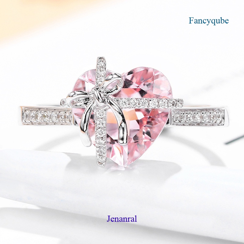 Nhẫn Đính Hôn Đính Đá Zircon AAA Hình Trái Tim Dễ Thương Dành Cho Nữ