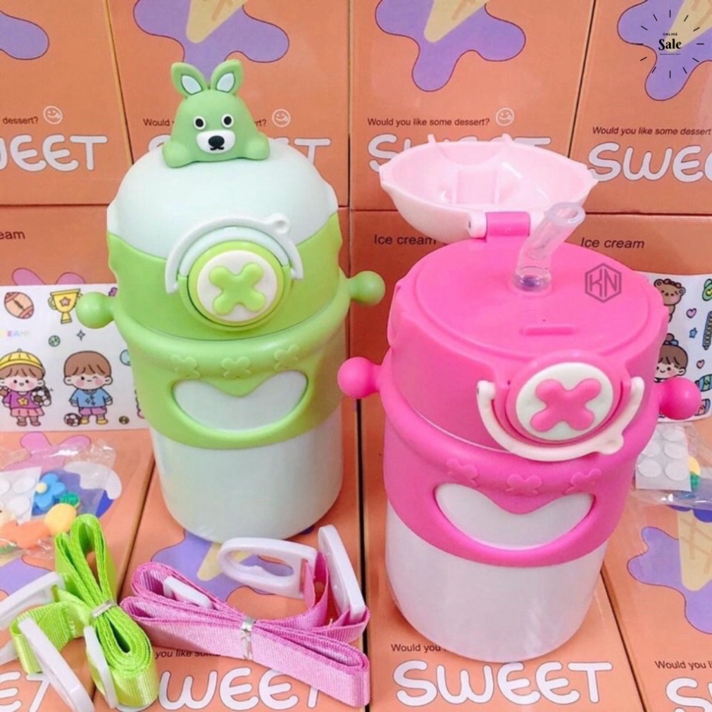 BÌNH GIỮ NHIỆT INOX 500ml CHO BÉ CHỮ X HÌNH THÚ SIÊU DỄ THƯƠNG