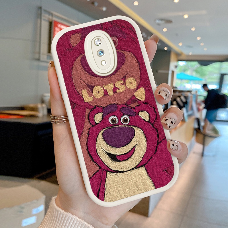 Ốp Điện Thoại Da PU Hình Gấu Dâu Tây Cho Realme X Oppo K3