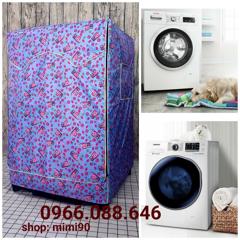 (Dành cho Dòng máy Samsung từ 8 - 21kg) Áo trùm máy giặt vải siêu dày, siêu bền dây - khóa kéo lớn, chống thấm nước