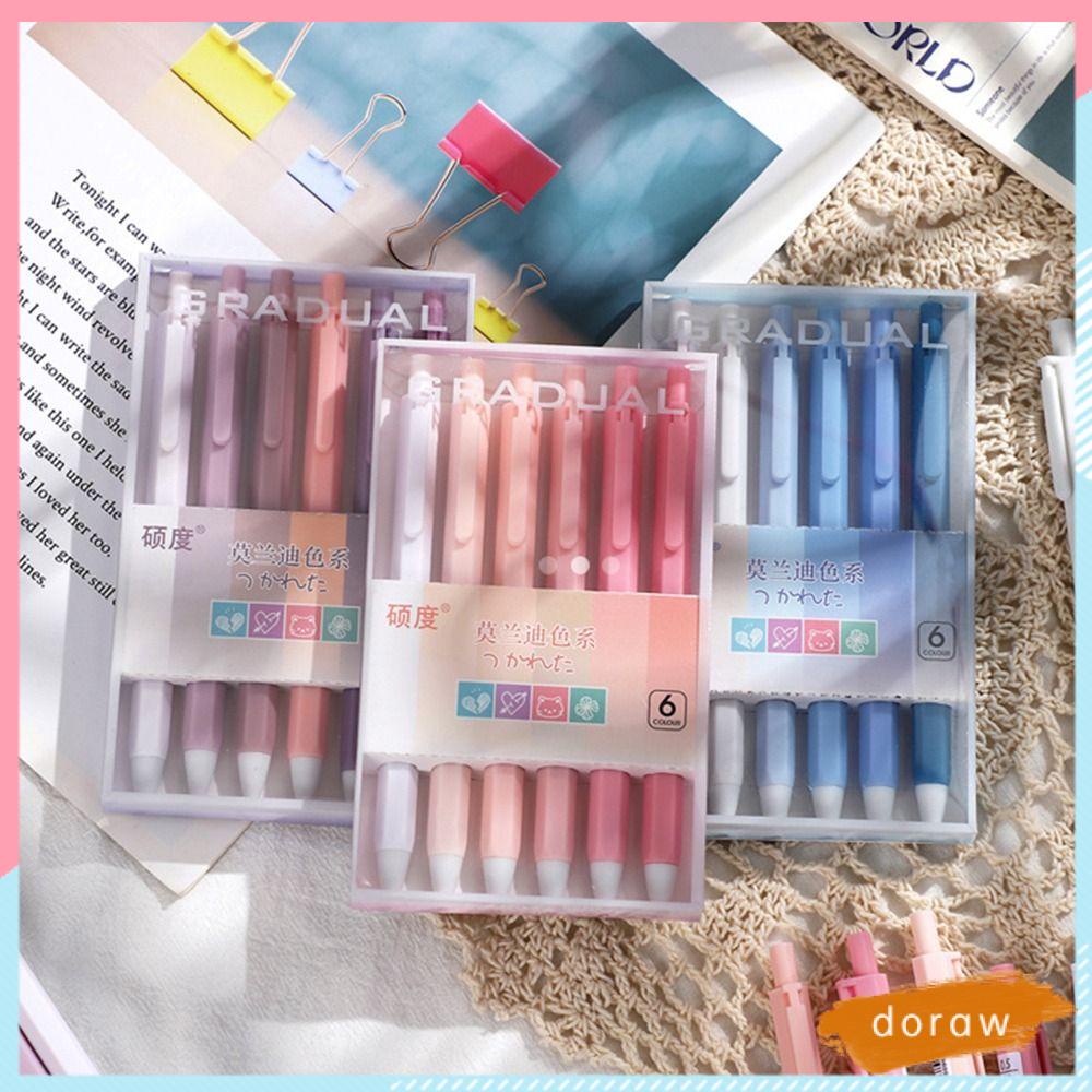 Set 6 Bút Mực Gel Ngòi 0.5mm Dạng Nhấn Tiện Dụng