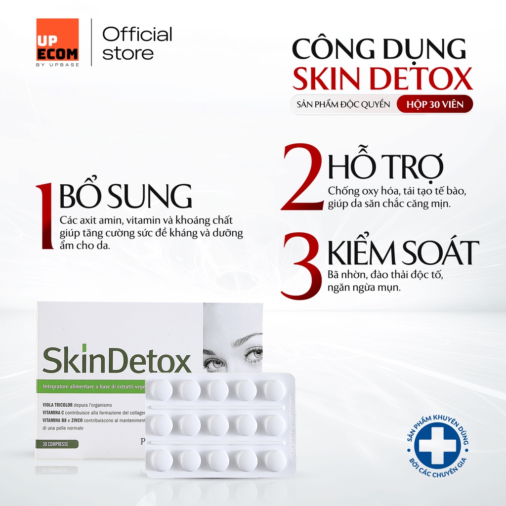 Viên uống Skin Detox Pharmalife hỗ trợ giảm mụn, giảm dầu nhờn giúp tăng cường đề kháng và dưỡng ẩm hộp 30