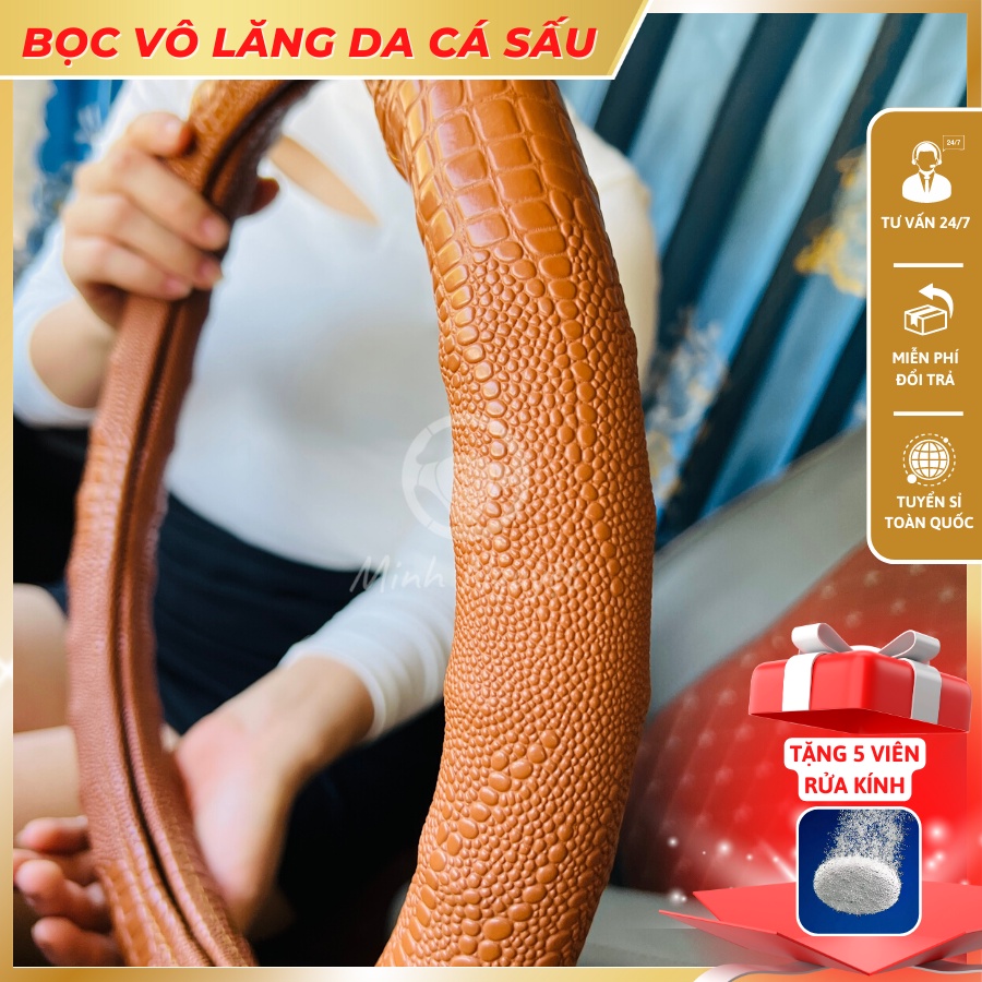 Bọc Vô lăng da cá sấu dành cho xe con, xe tải bền chắc, êm tay