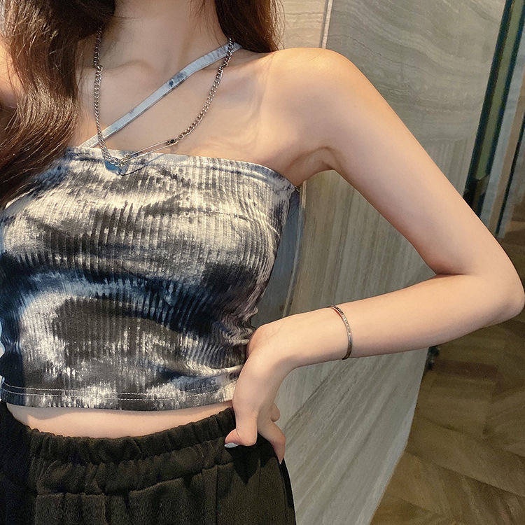 Áo Croptop Hai Dây Nhuộm Màu Thời Trang Mùa Hè Mới Cho Nữ
