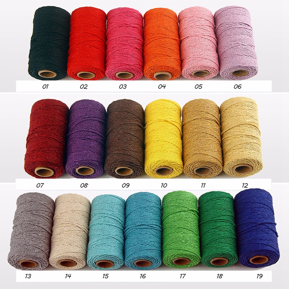Cuộn Dây Cotton Macrame 2mm 100m Tự Làm Vòng Bắt Giấc Mơ Trang Trí Đa Ứng Dụng