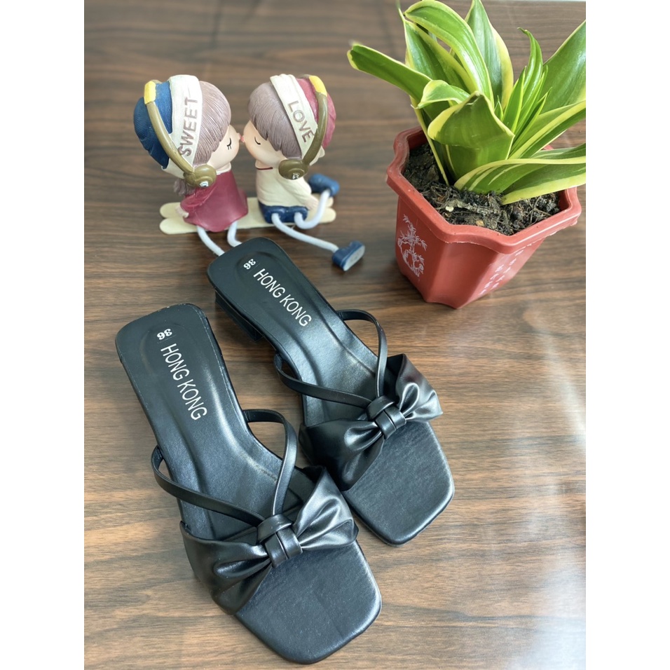 Dép nữ cao 3 phân đế vuông sang trọng, guốc nữ cao 3P - Giày Bánh Bèo mã 247