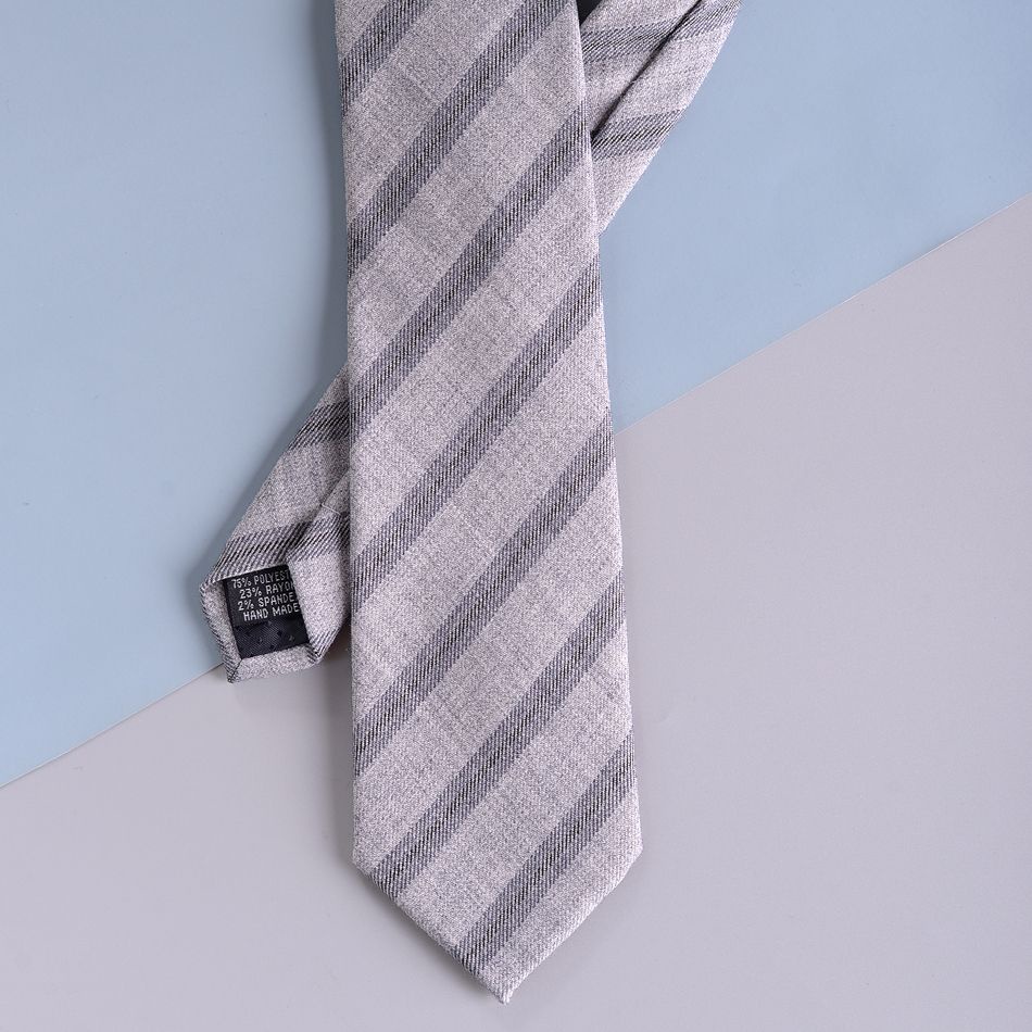 Cà Vạt Họa Tiết Kẻ Sọc Màu Xám Phong Cách Retro Thời Trang Cho Nam Và Nữ