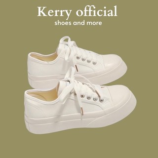 Giày thể thao nữ thấp cổ Kerry vải canvas hai màu đen trắng basic