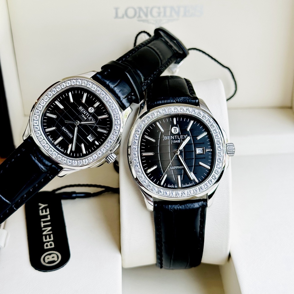 Đồng hồ đôi nam nữ dây da Bentley Nautilus BL1869 Black