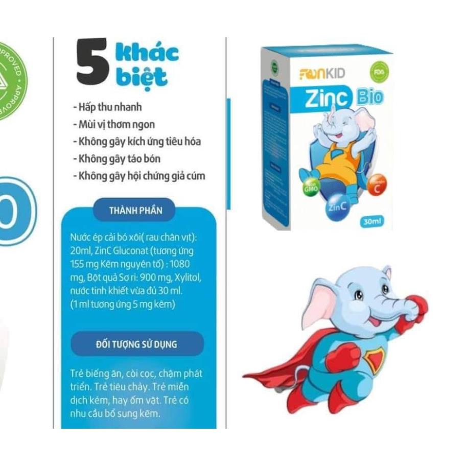 ( Chính hãng Faneco) Kẽm ZinC Bio cải thiện biếng ăn, chậm lớn ở trẻ thiếu kẽm