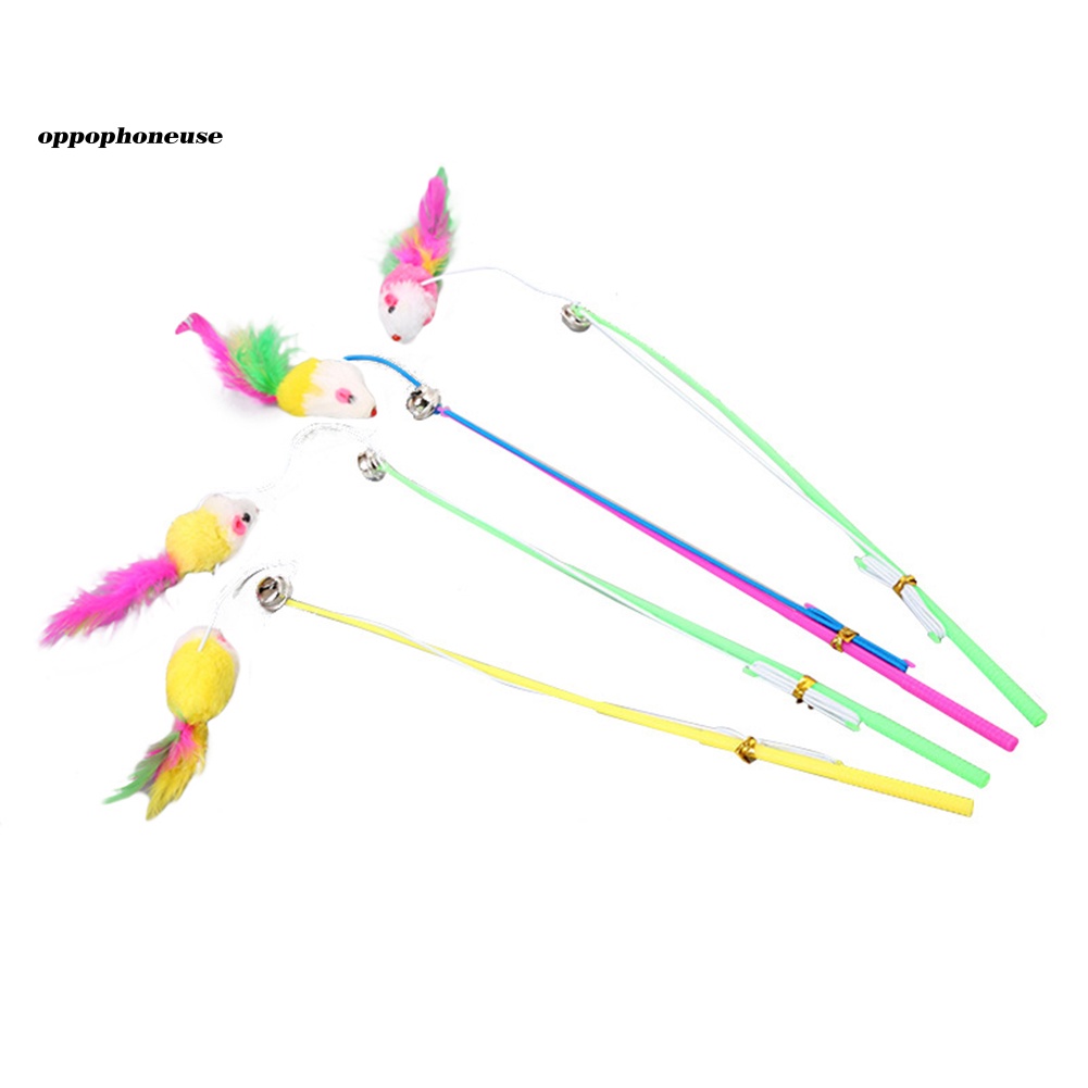 Đồ Chơi Cần Câu Đính Lông Vũ Hình Chuột Dễ Thương Cho Mèo Cưng OPPO