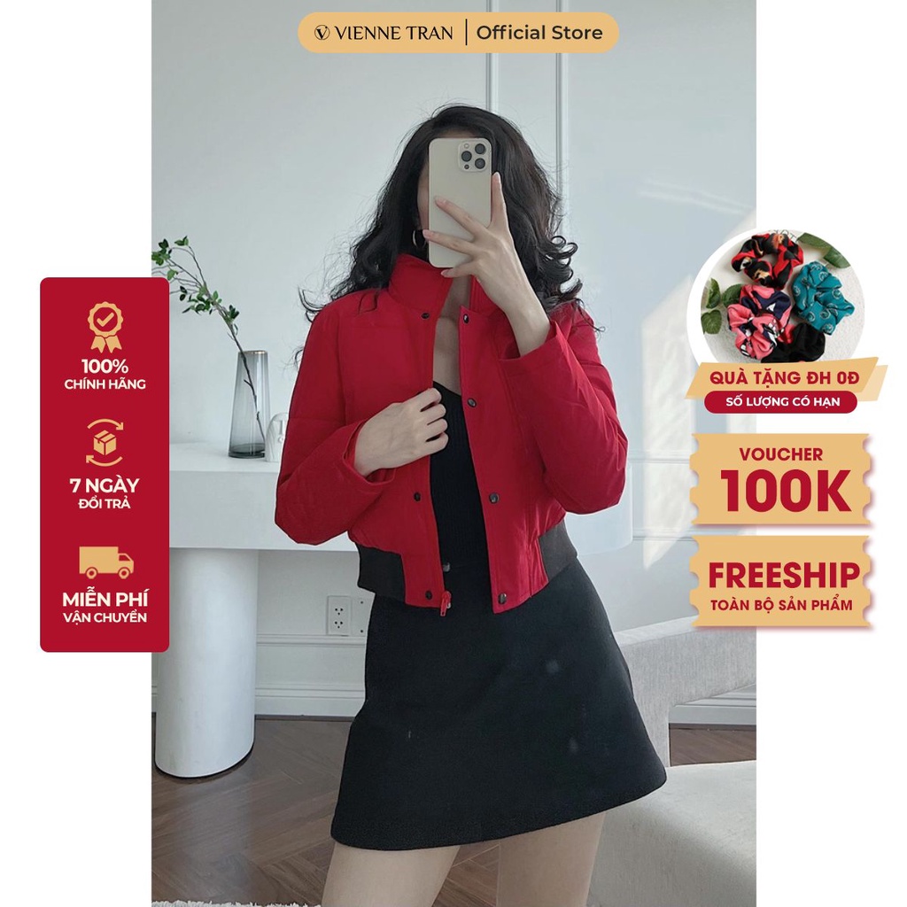 Áo phao nữ dáng ngắn túi chéo - Áo khoác mùa đông - VIENNE TRAN V65P21T063