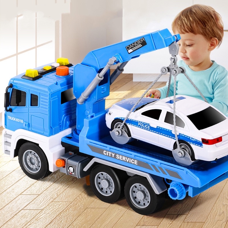 Set xe cứu hộ cần cẩu đồ chơi ô tô cho bé trai