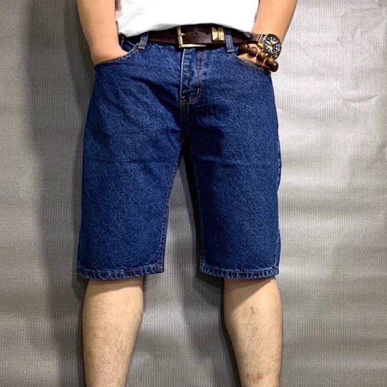 quần short jean nam xám xanh trơn from basic cơ bản đẹp giá rẻ,vải jean dày mềm kiểu dáng trẻ trung