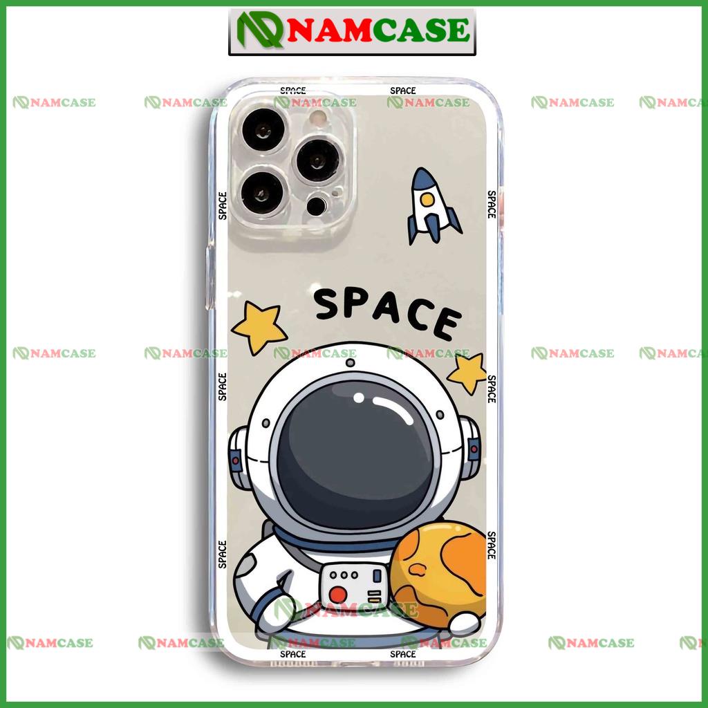 Ốp lưng space phi hành gia cạnh vuông chống sốc silicon trong suốt cho iphone ip 6/6s/7/8/X/XS/11/12/13/14 Pro Plus Max