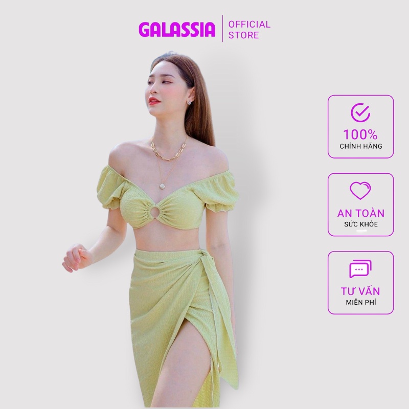 Bikini set đồ bơi nữ kín đáo 3 mảnh kèm khăn choàng tắm biển sexy mùa hè Galassia | BigBuy360 - bigbuy360.vn