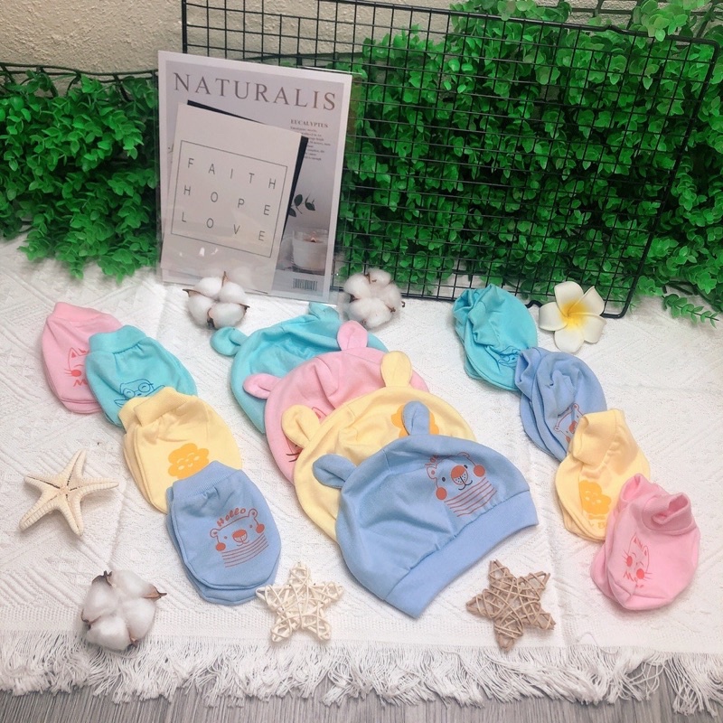 Sét mũ + bao tay + bao chân Baby - Thuỷ tiên cho bé