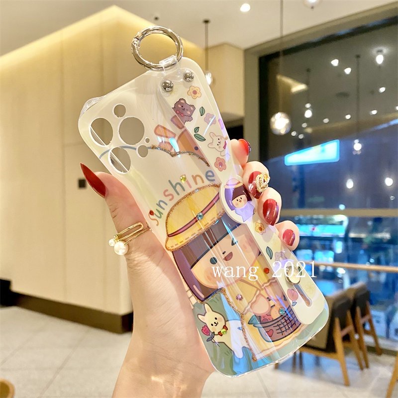 Ốp Điện Thoại Dẻo Họa Tiết Hoạt Hình Cô Gái & Hoa Hướng Dương Đính Đá Lấp Lánh Cho OPPO Reno8 T 8T Reno 8 T A78 4G 5G 2023