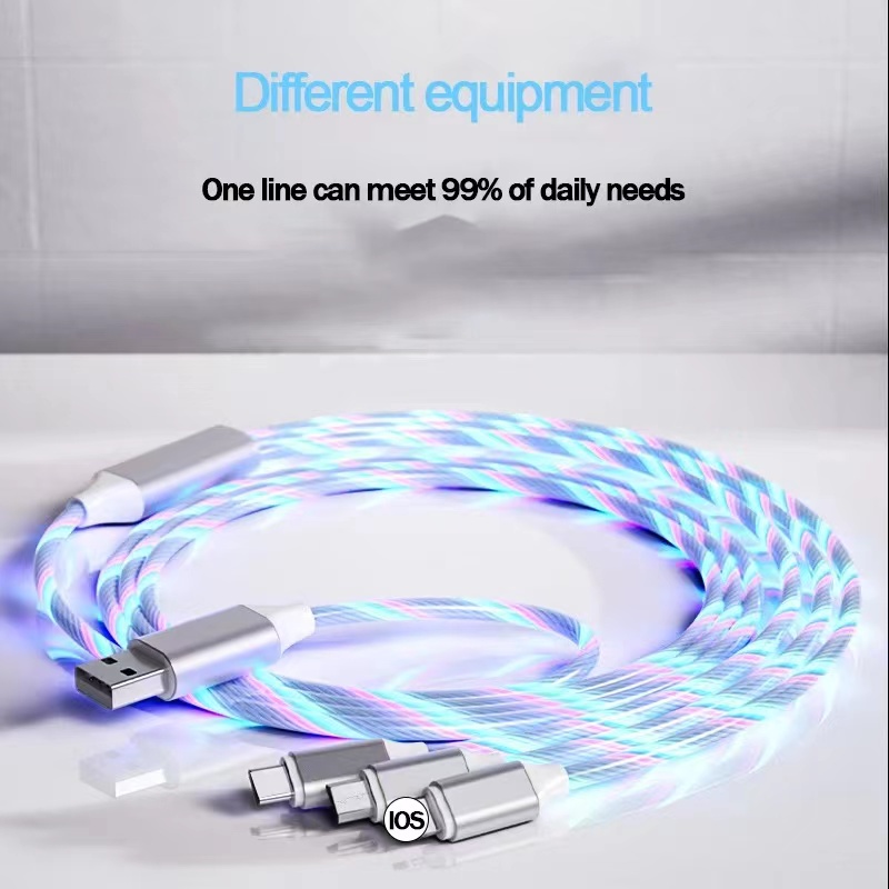 Cáp Sạc Nhanh  3 Trong 1 Phát sáng micro USB type c dây sạc cho samsung oppo