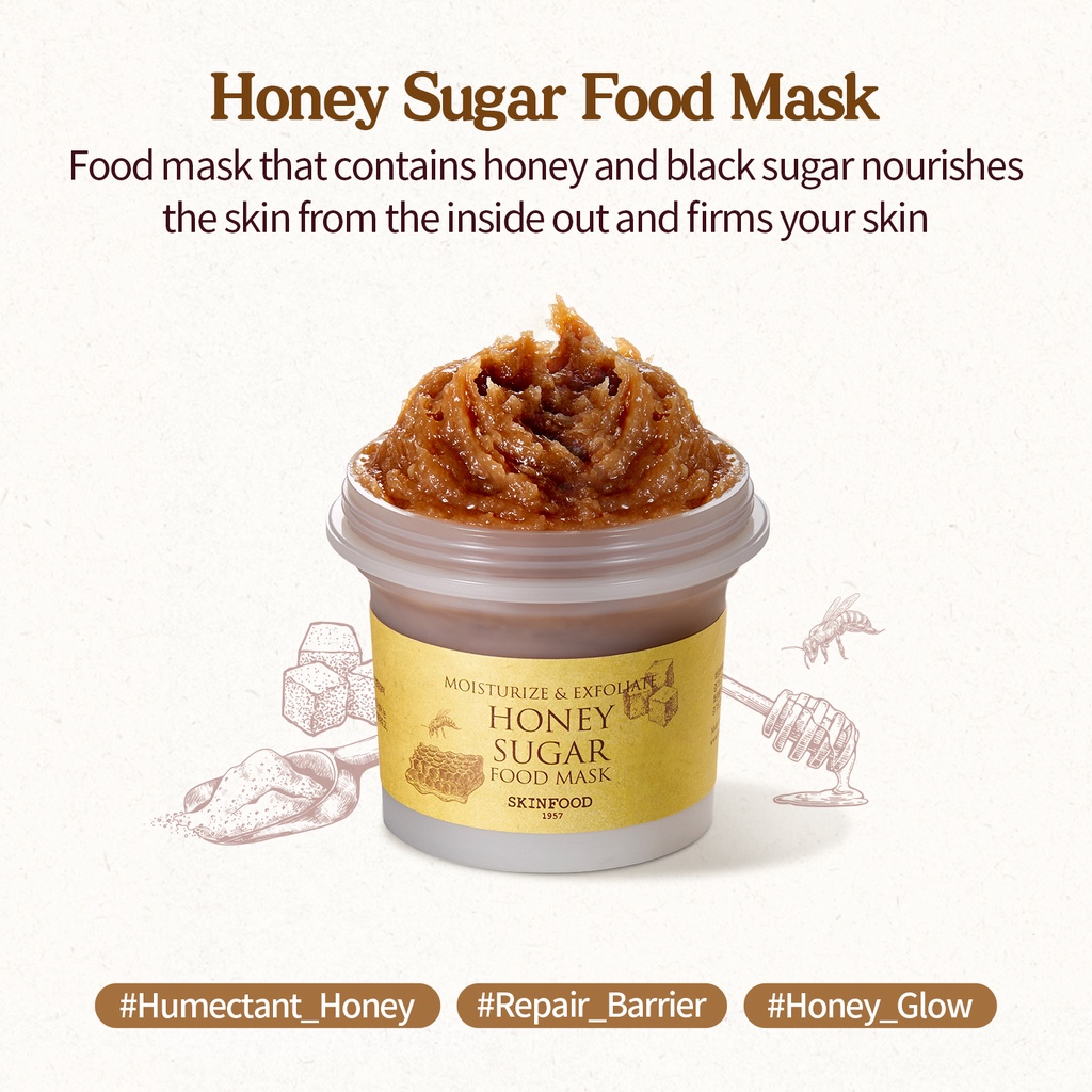 [SKINFOOD] Mặt Nạ Đường Mật Ong 120g / Honey Sugar Food Mask