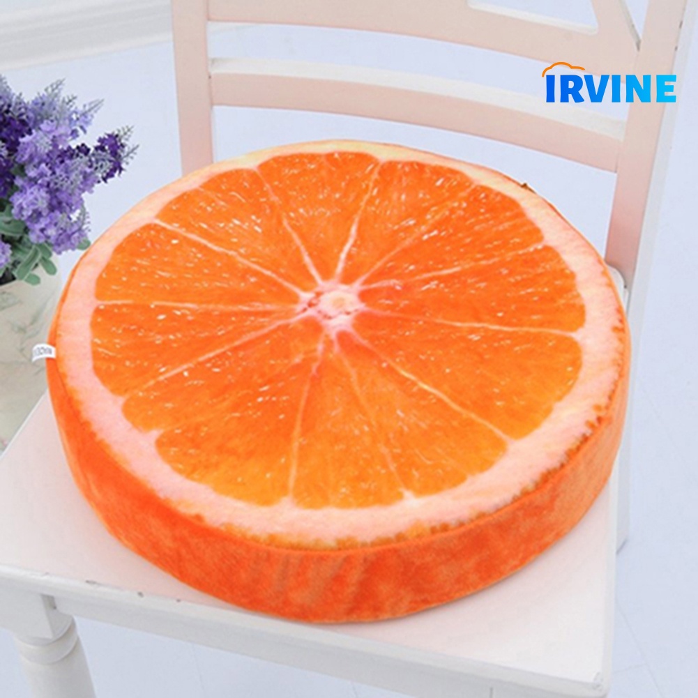 Đệm Tròn Lông Nhung Mềm Mại Lót Ghế Ngồi Hình Trái Kiwi / Dưa Hấu / Quả Cam