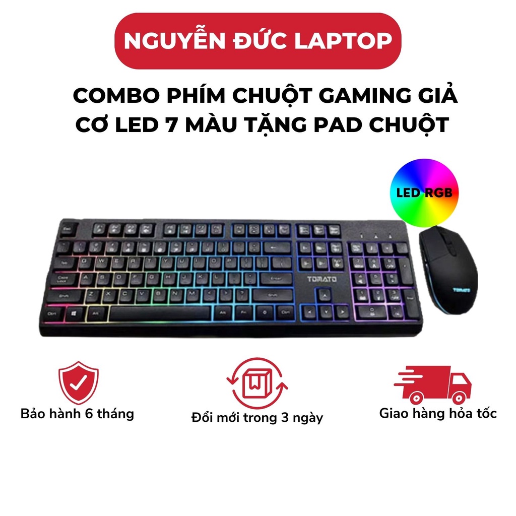 Combo Bàn Phím và Chuột Tomato giả cơ S100 LED RGB Tặng Kèm Pad Chuột CHÍNH HÃNG BẢO HÀNH 12 THÁNG