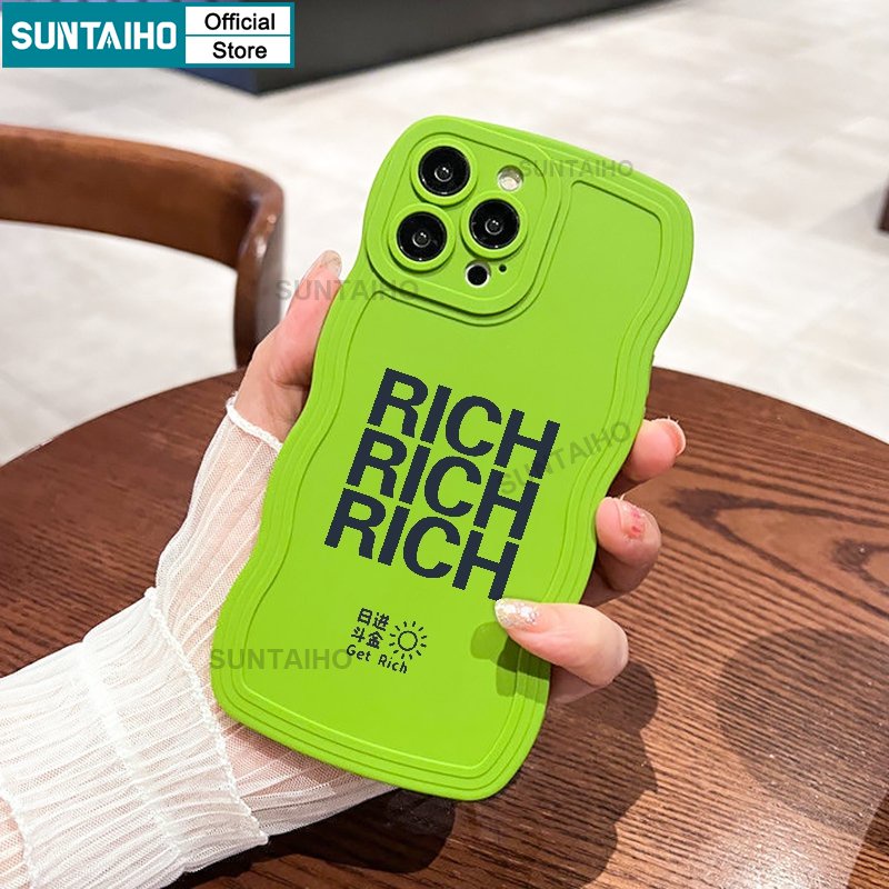 SUNTAIHO Ốp điện thoại họa tiết chữ RICH thích hợp cho iPhone 14 12 13 11 Pro Max XS X XR XS Max 7 8 Plus