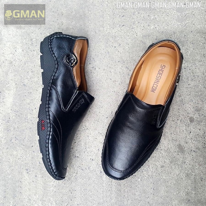 Giày lười nam da bò mềm mại đế cao su êm chân khâu chỉ bảo hành 1 năm TK0105