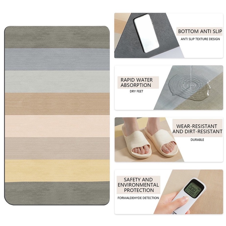 40*60cm Thảm Hút Nước Siêu Thấm - Thảm Lau Chân Siêu Mềm Siêu Dày, Chất Liệu Chống Trượt