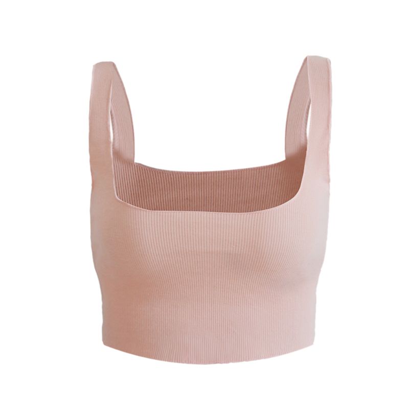 Xiangbao Áo Crop Top Dệt Kim Hai Dây Bản Rộng Màu Trơn Thời Trang Mùa Hè Cho Nữ