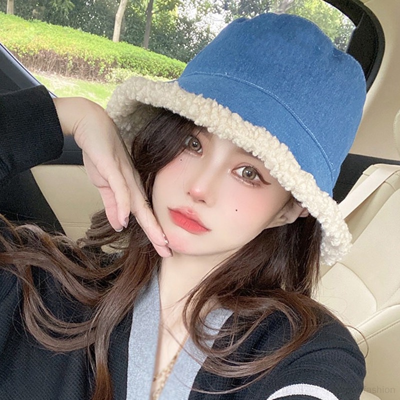 Mũ Len Lông Cừu Dày Hai Mặt Kẻ Sọc Đa Năng Giữ Ấm Cho Nữ