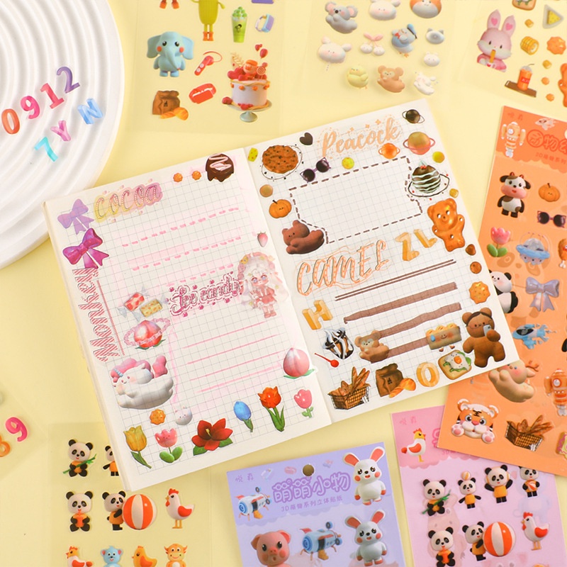 1 Tấm Hình Dán 3D Hoạt Hình Kawaii