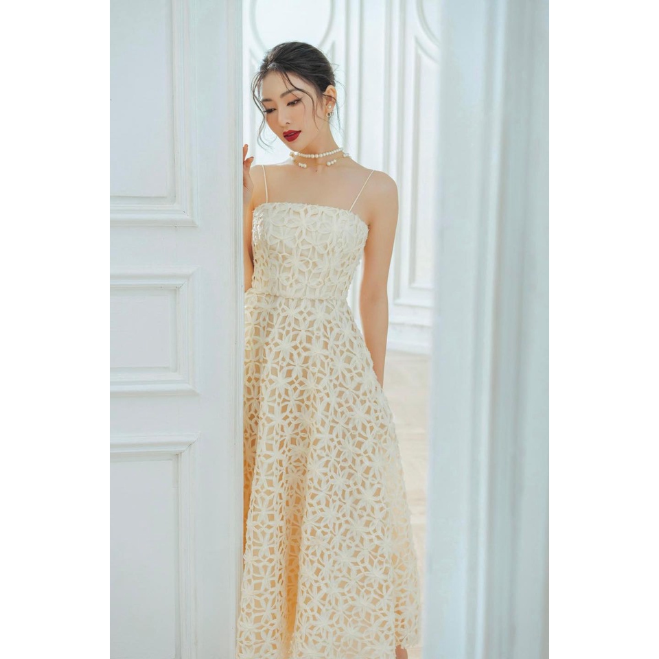 Đầm maxi thêu hoa nổi charming lace dress HUONG BOUTIQUE- HBV1230