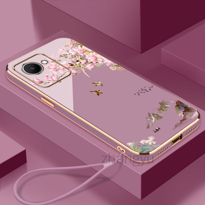 ốp lưng Realme C30 C30S C31 4G C33 C35 4G NARZO 50A 50i prime Chim nhỏ Tranh sơn thủyTrường hợp điện thoại Siêu mỏng mạ điện chống sốc trường hợp điện thoại Realme C30 C30S C31 4G C33 C35 4G NARZO 50A 50i prime