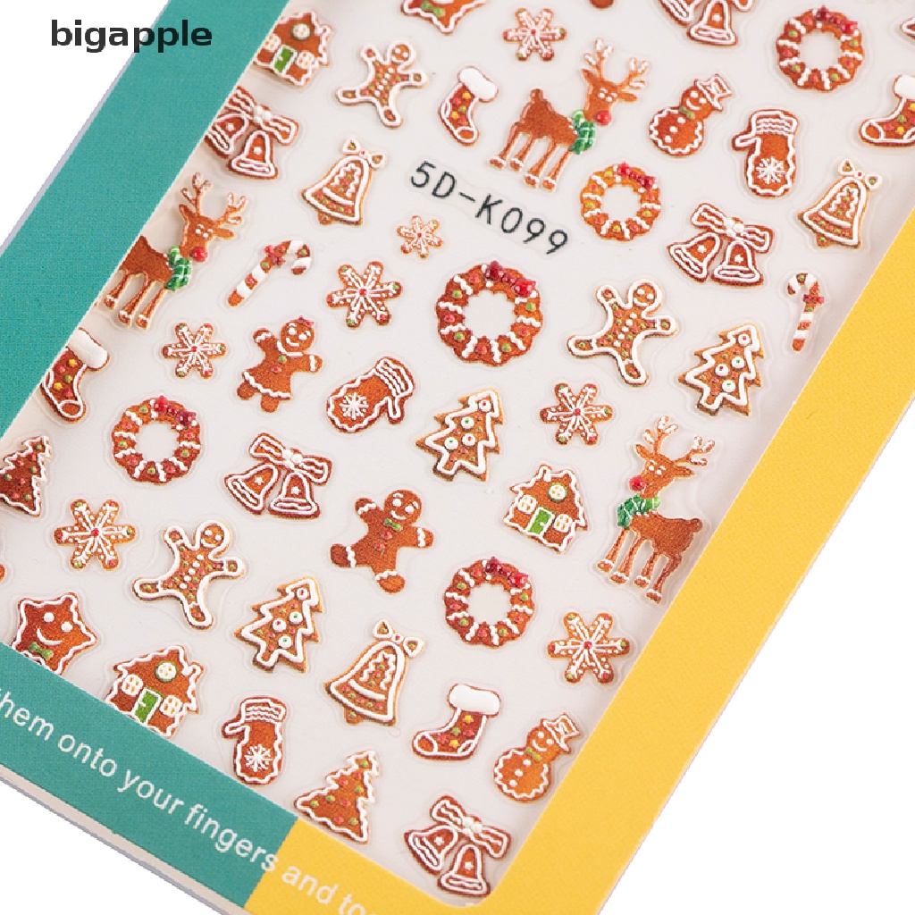 1 Tờ Sticker Dán Móng Họa Tiết Giáng Sinh 5D Dễ Thương Bắt Mắt
