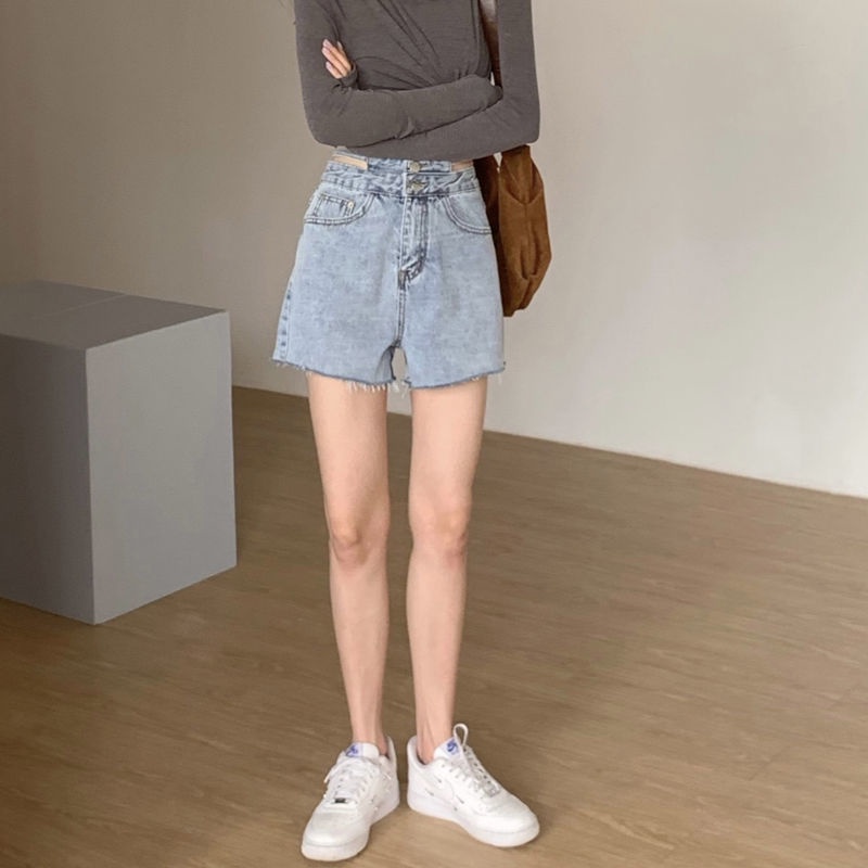 IELGY   Quần Short Ống Rộng Lưng Cao Tôn Dáng Hợp Thời Trang Cho Nữ