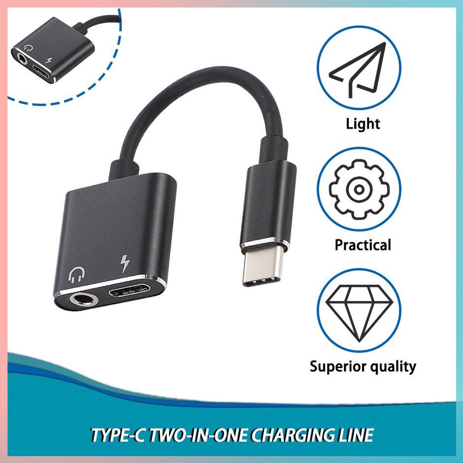 【giao hàng hôm nay>>>USB C to Jack 3.5 Type C Cable Adapter 2-in-1 USB Type C 3.5mm Audio Earphone Converter Charging Cable Adapter