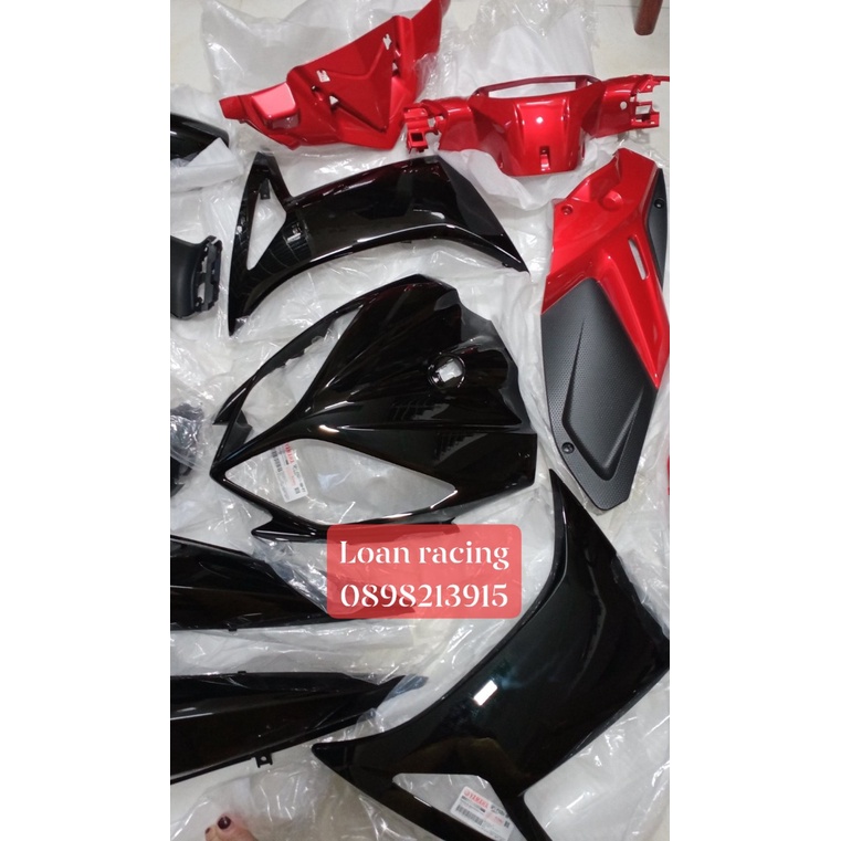 Dàn áo, VỎ NHỰA  Nouvo LX  màu đỏ đen full nhựa màu 13 món , hàng zin mới chính hãng Yamaha