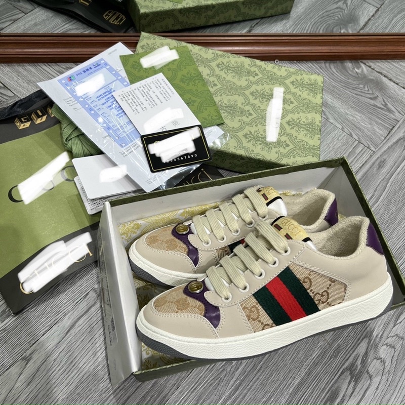 Full box+quà tặng🎁Giày sneaker Gucci SC nâu nhạt thể thao nam nữ