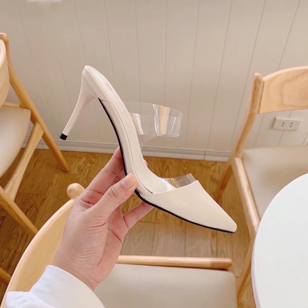 Sục nữ cao gót da mũi nhọn gót nhọn 7 phân cao cấp - Dazzling shoes Da800