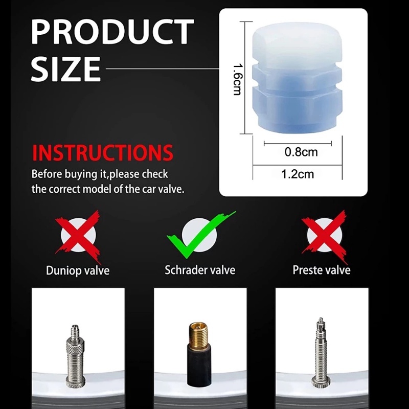 1 / 4 Nắp Van Bánh Xe Hơi / Xe Máy / Xe Đạp Màu Xanh Lá Dạ Quang Chống Nước / Bụi Bẩn Tiện Dụng