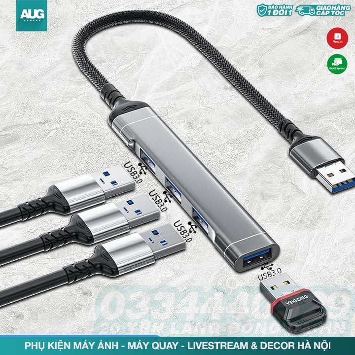 HUB Type C và HUB USB 3.0 tốc độ cao VEGGIEG  cổng chia usb mở rộng kết nối chuyển đổi cho laptop táo lap top, macbook,