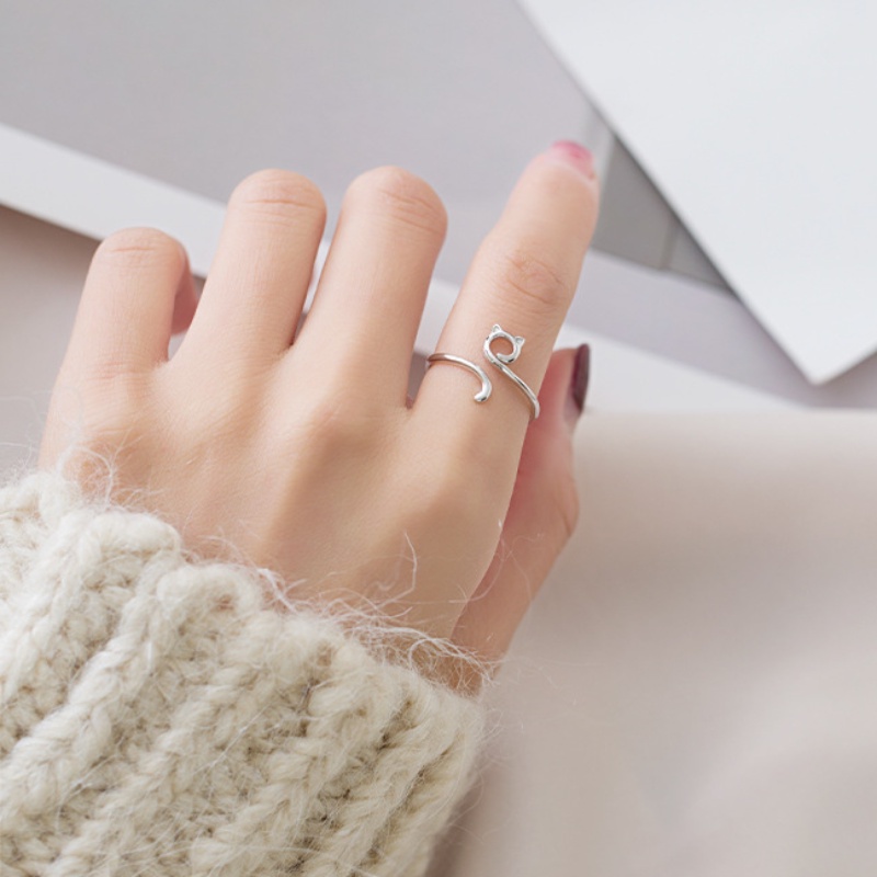 Nhẫn Họa Tiết Mèo Hoạt Hình Dễ Thương Bắt Mắt