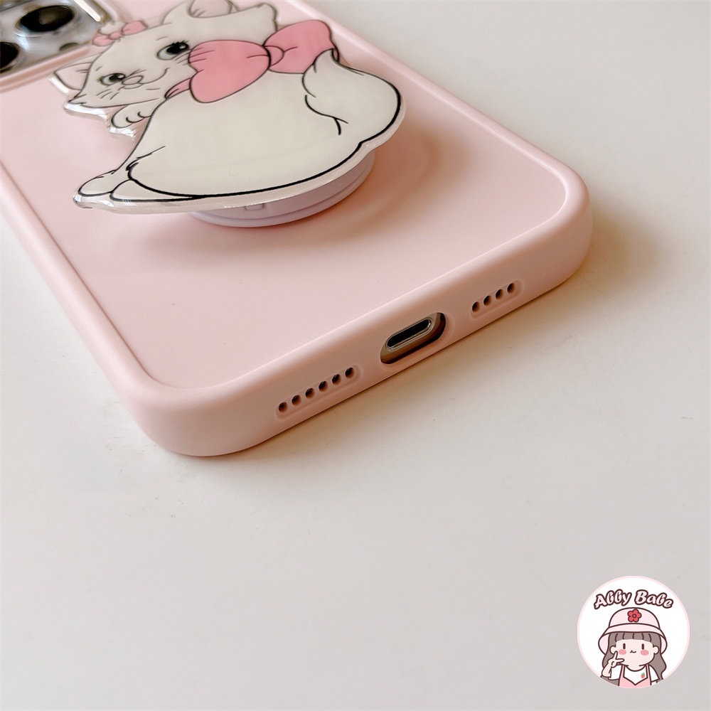 Ốp Điện Thoại TPU Mềm Chống Mồ Hôi Họa Tiết Mèo Hoạt Hình Có Giá Đỡ Kim Loại Cho IPhone 14 Pro Max 13 12 11 Pro Max